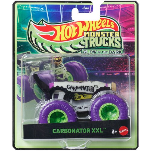 Mattel Hot Wheels Monster Trucks: Carbonator XXL majhen bel avtomobilček, ki sveti v temi 1/64 - Slike