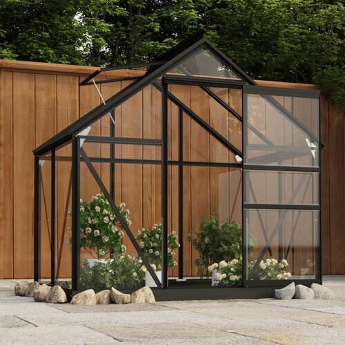 vidaXL Steklen rastlinjak antraciten 155x103x191 cm aluminij Cene
