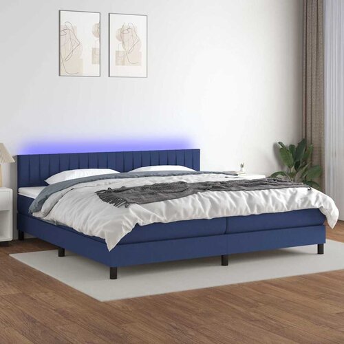  box spring s madracem LED plavi 200x200 cm od tkanine Cijene