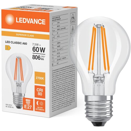  LED sijalica sa senzorom sumraka CLASSIC FILAMENT A60 E27/7,3W/230V 2700K -Osram Slike