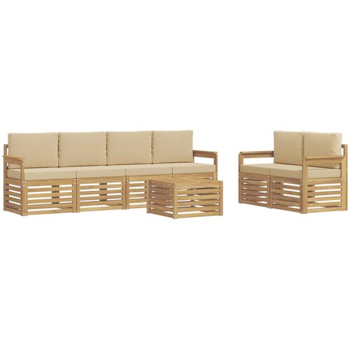  Set vanjskih sofa 7 kom. Bijela i bež Poliester 59 x 59 x 37 cm Slike