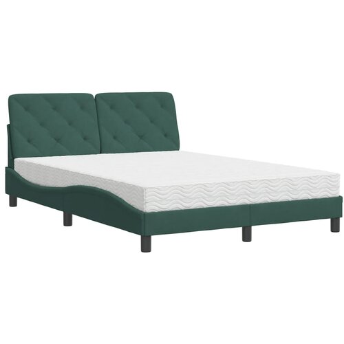 VidaXL Postelja z vzmetnico temno zelena 140x190 cm žamet, (21095141) Slike