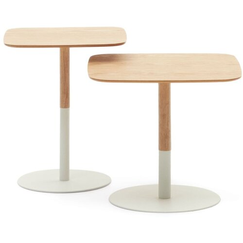 Kave Home Okrogle stranske mizice v kompletu 2 ks v hrastovem dekorju &amp;oslash; 48 cm Watse &amp;ndash; Slike