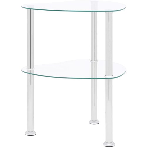 VidaXL Stranska mizica 2-nadstropna prozorna 38x38x50cm kaljeno steklo Slike