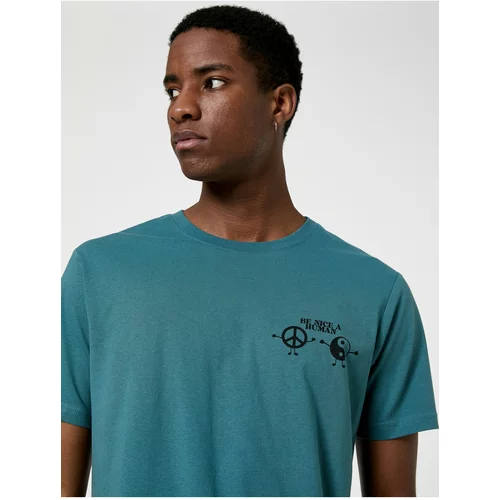 Koton Slogan Printed T-Shirt, Crew Neck, Slim Fit Cotton.