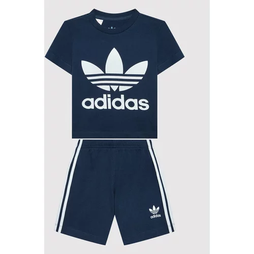 Adidas Komplet majica in športne kratke hlače Trefoil HK7482 Mornarsko modra Regular Fit