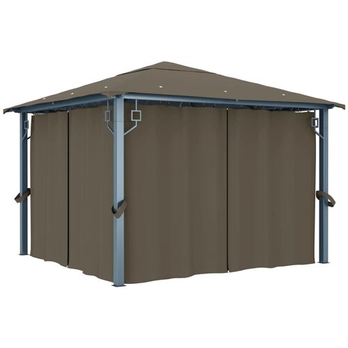 Paviljon Sjenica sa zastorom 300 x 300 cm smeđe-siva aluminijska Slike