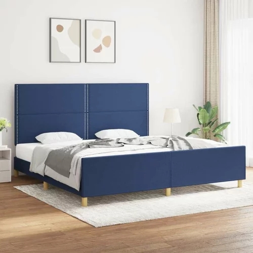  Okvir za krevet s uzglavljem plavi 200 x 200 cm od tkanine