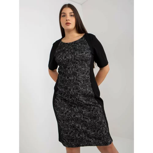 Fashion Hunters Black plus size pencil dress with short sleeves