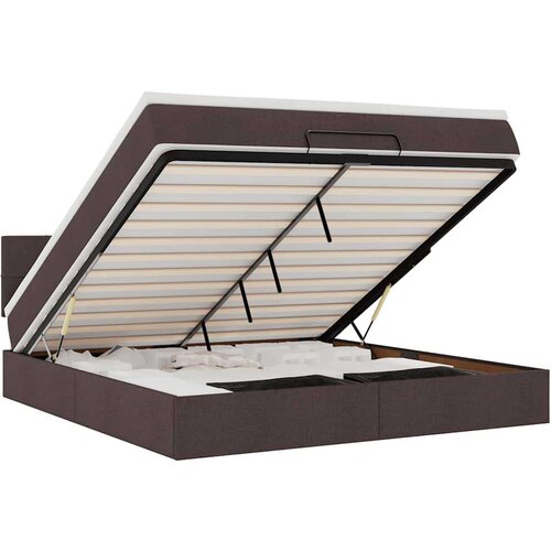 vidaXL Otomanski krevet s madracem i LED tamnosmeđi 180x200 cm tkanine Cijene