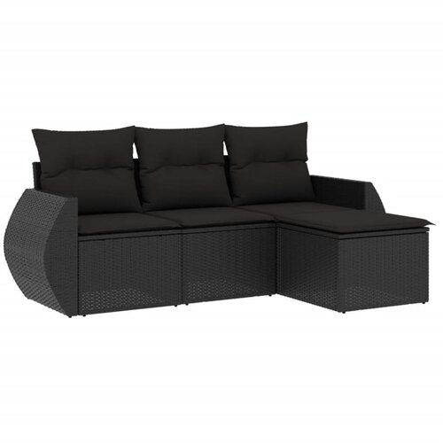 Maison Chic Seti vrtnega pohi&amp;scaron;tva - Vrtna garnitura - Vrtni pohi&amp;scaron;tvo set 4-delna z blazinami črna poli ratan, (21816862) Slike