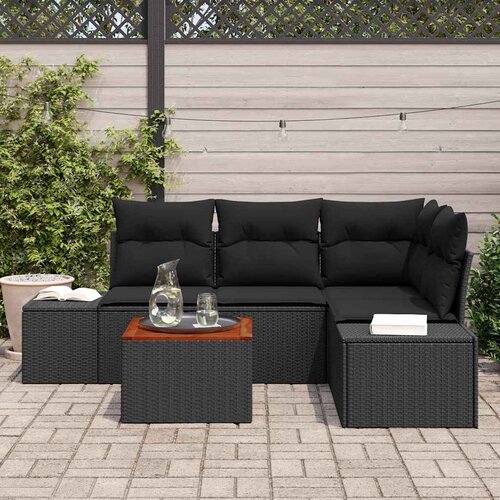  Sjedeća garnitura za vrt 5 kom. Crna poliratan 209 x 154 x 69 cm Slike