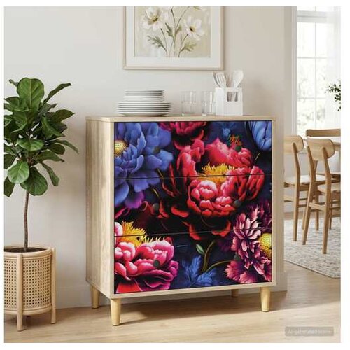 VidaXL Komoda KIEL Tamni cvjetni uzorak 66 x 36 5 x 75 cm Sonoma - Tamni cvjetni uzorak Slike