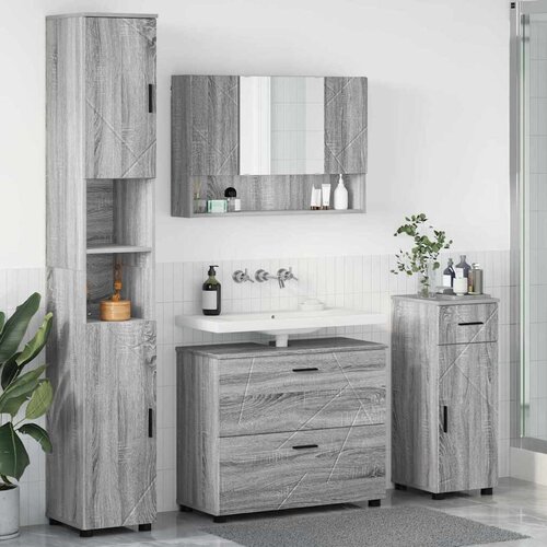 vidaXL Set namještaja za kupaonicu s ladicama 4 pcs Sivi hrast sonoma Cene