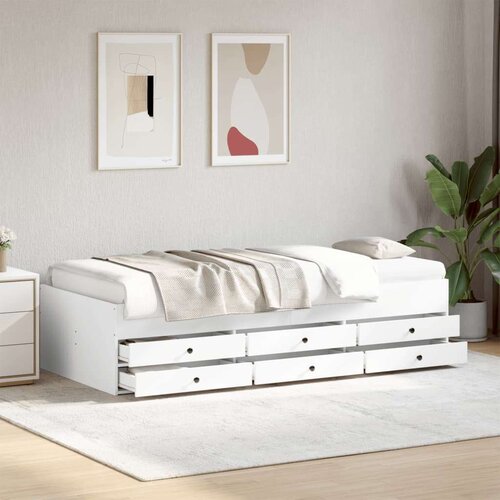 VidaXL Dnevni krevet s ladicama bijeli 90 x 190 cm konstruirano drvo Slike