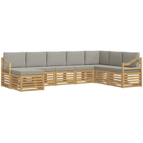  Set vanjskih sofa 8 kom. Bijela i svjetlosiva Poliester Smeđa 304 x 185,5 x 73 cm Slike