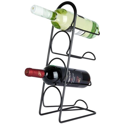 Vilde Črno kovinsko stojalo za vino za 4 steklenice, 21x43 cm, (5000060506) Cene