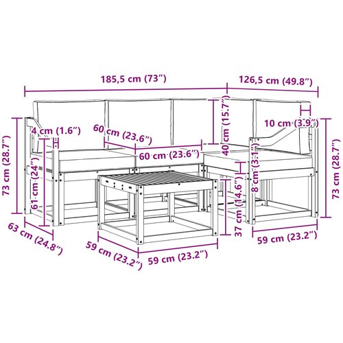  Set vanjskih sofa 5 kom. Prirodna i svjetlosiva Slike