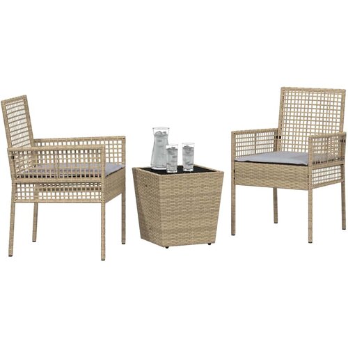 Bistro set za vrt 3 pcs Bež poliratan Slike