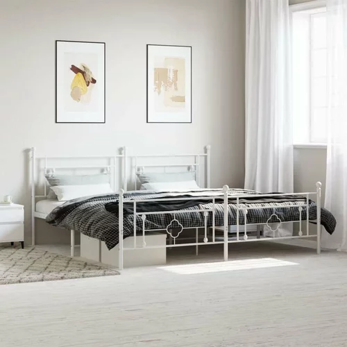 Metalni Kovinski posteljni okvir z vzglavjem in vznožjem bel
