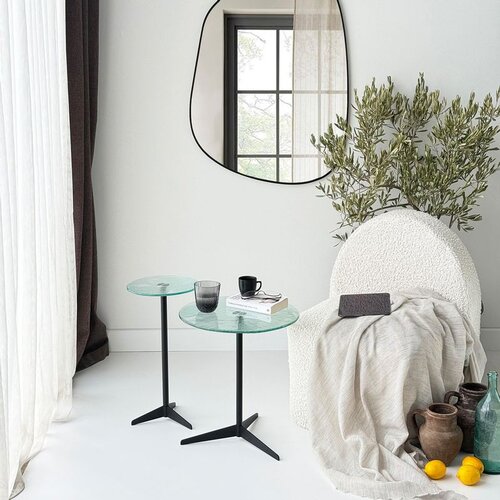 Hanah home solis - transparent, black transparentblack side table set Cene