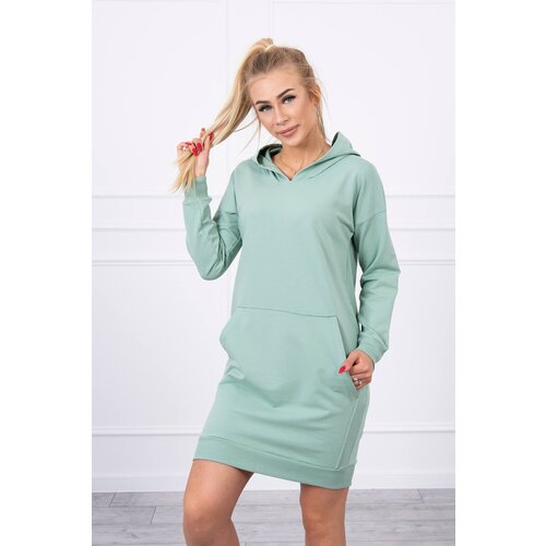 Kesi Dark mint dress with a hood Slike