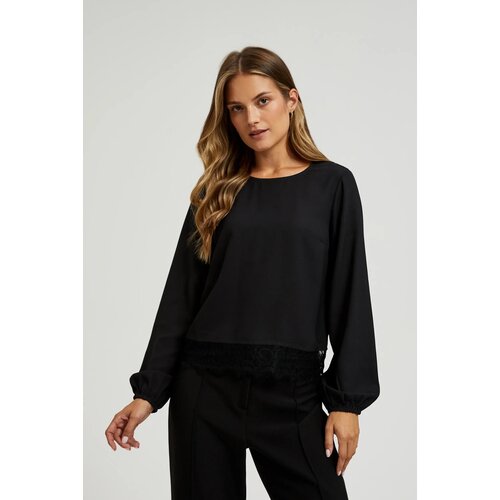 Moodo Women's blouse with lace - black Cene
