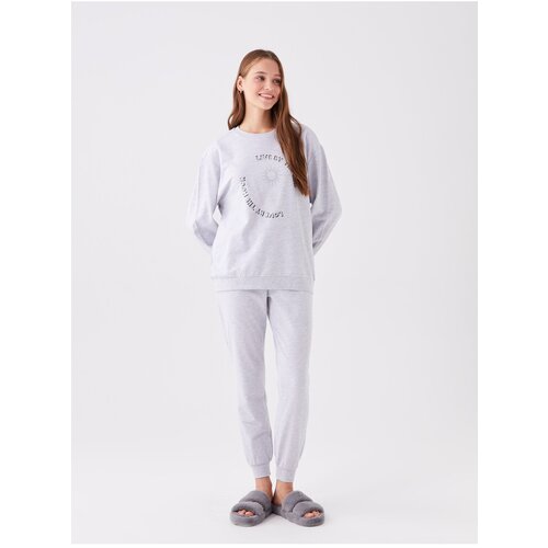 LC Waikiki Women's Pajamas Set with Crew Neck Printed Long Sleeve Slike