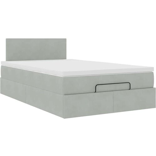 VidaXL Okvir kreveta s madraca svijetlosivi 120x200cm bar&amp;scaron;unasti Slike