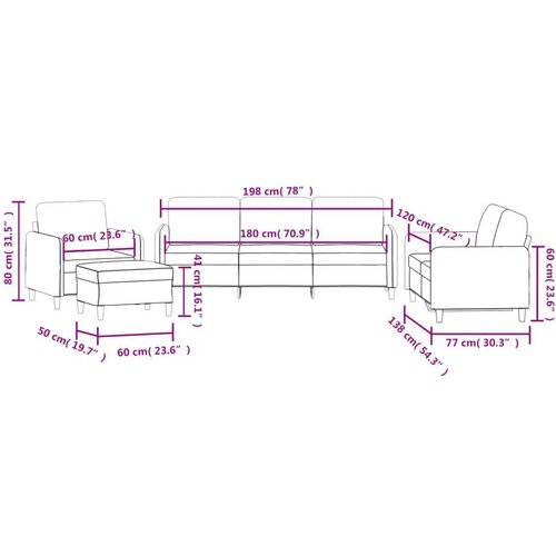 VidaXL 4-dijelna sofa garnitura plavi bar&amp;scaron;un Slike