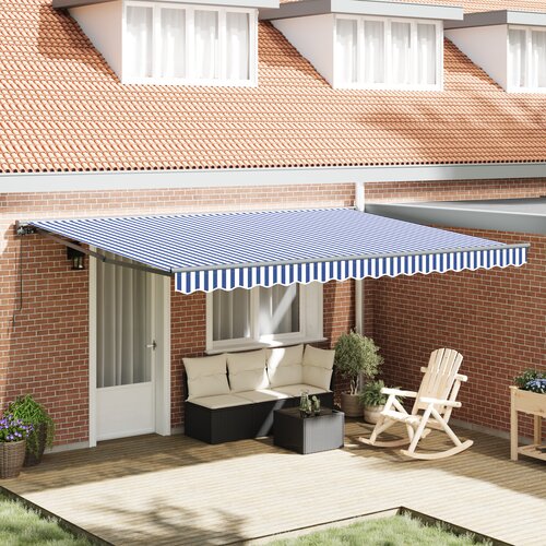 vidaXL Skrovita tenda Plava i bijela 450x300 cm Cijene