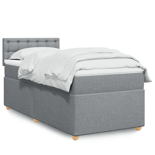 vidaXL Box spring postelja z vzmetnico svetlo siva 90x190 cm blago