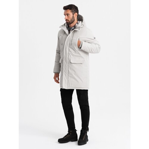 Ombre Long classic men's parka jacket - cream Cijene