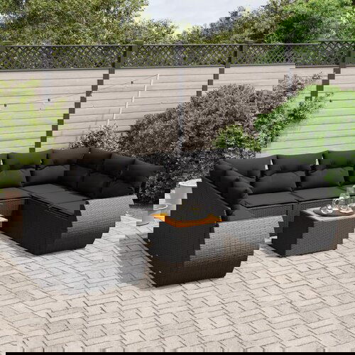 VidaXL 10-dijelni set vrtnih sofa s jastucima crni od poliratana Slike