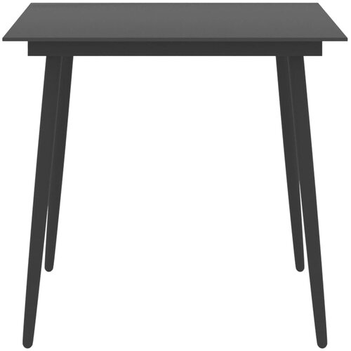  Vrtni blagovaonski stol crni 80 x 80 x 74 cm od čelika i stakla Slike
