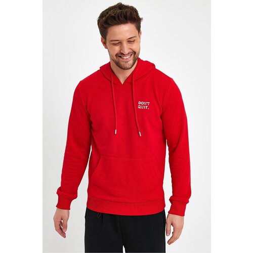 River Club Men's Red Dont Quit Printed 3 Thread Hooded Sweatshirt Slike