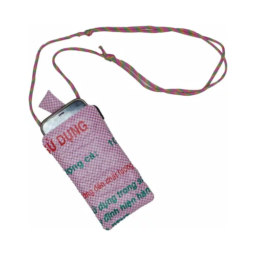 REFISHED upcycle torbica za telefon 'swing' fish - roza in beli karo