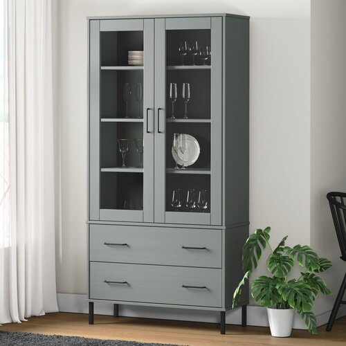 VidaXL Knjižna omara z nogami siva 85x35x172,5 cm trden les OSLO Slike