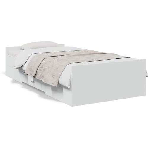 VidaXL Okvir za krevet s ladicama bijeli 100x200 cm konstruirano drvo Slike