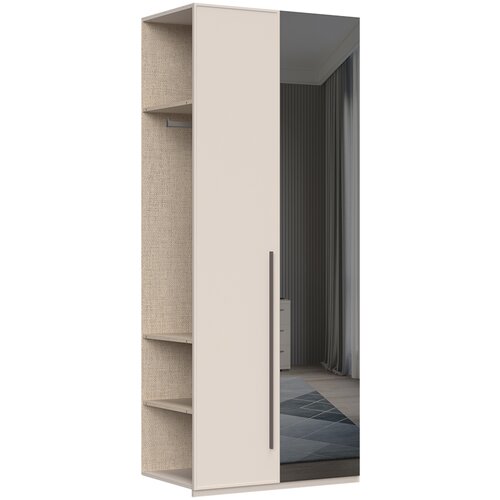 Jela Jagodina dodatni plakar sa ogledalom DP2-1OG/OP - kolekcija opera - bež tekstil/kašmir mat lak - 90x224x56cm Slike