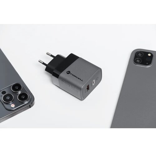 Forcell F-Energy GaN omrežni polnilec &amp;ndash; 45 W s priključkoma: USB C in USB A s PD in QC 4.0 polnjenjem Slike
