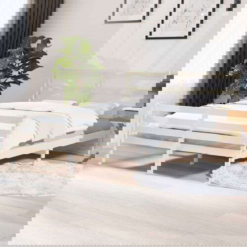  Posteljni okvir iz trdne borovine 140x190 cm bel, (20643420) Slike