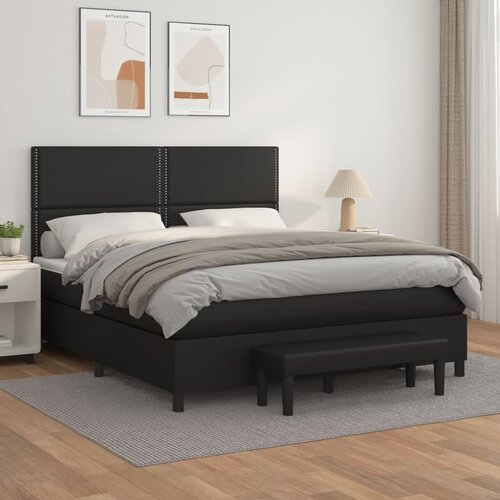 vidaXL Krevet s oprugama i madracem crni 180 x 200 cm od umjetne kože Cijene