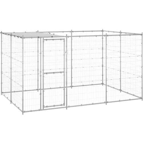  vanjski kavez za pse od pocinčanog čelika s krovom 7,26 m²