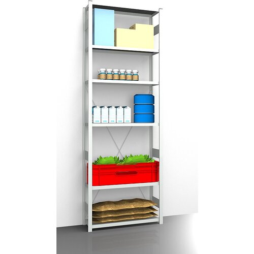 eurokraft pro Higienski sestavljivi regal, višina regala 2700 mm, 6 polic, ŠxG 1025 x 385 mm, osnovni regal Cene
