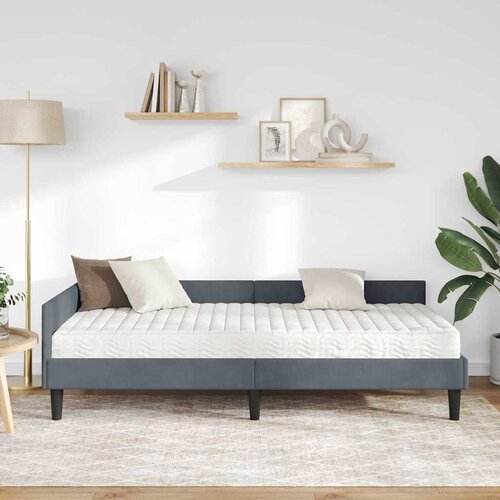  Kutni krevetni okvir s madracem 2 kom. Tamnosiva 90 x 190 cm Slike