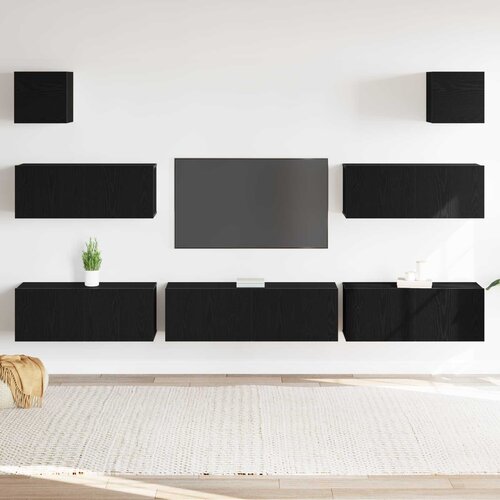  Set TV komoda Zidne 7 pcs Crni hrast 100 x 30 x 30 cm Cene