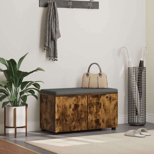  Klupa za hodnik s jastukom Dimljeni hrast 80 x 38 x 46 cm Cijene