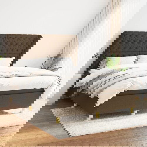 The Living Store Box spring postelja z vzmetnico temno rjav 140x190 cm blago - Box Spring Postelja, (21515603) Slike