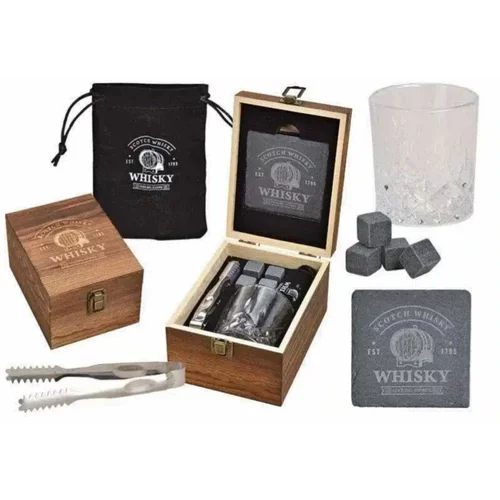  Set za viski v leseni škatli 7 kos